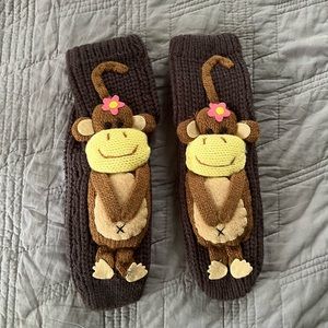 Monkey Knitted Sock Slippers With Gril